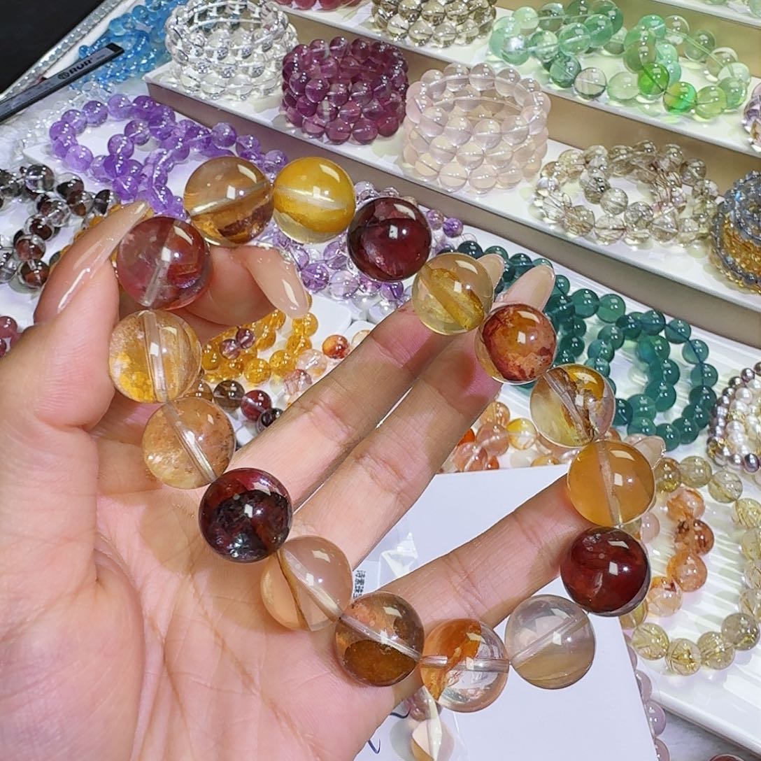 水晶手链未镶嵌天****夜锦鲤胶花13.8