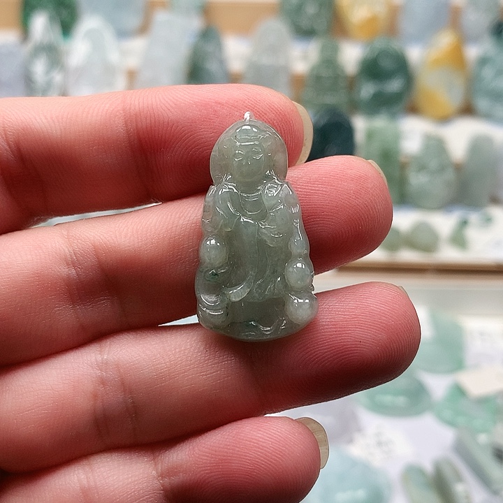 吊坠(不含链)未镶嵌翡翠10站观音