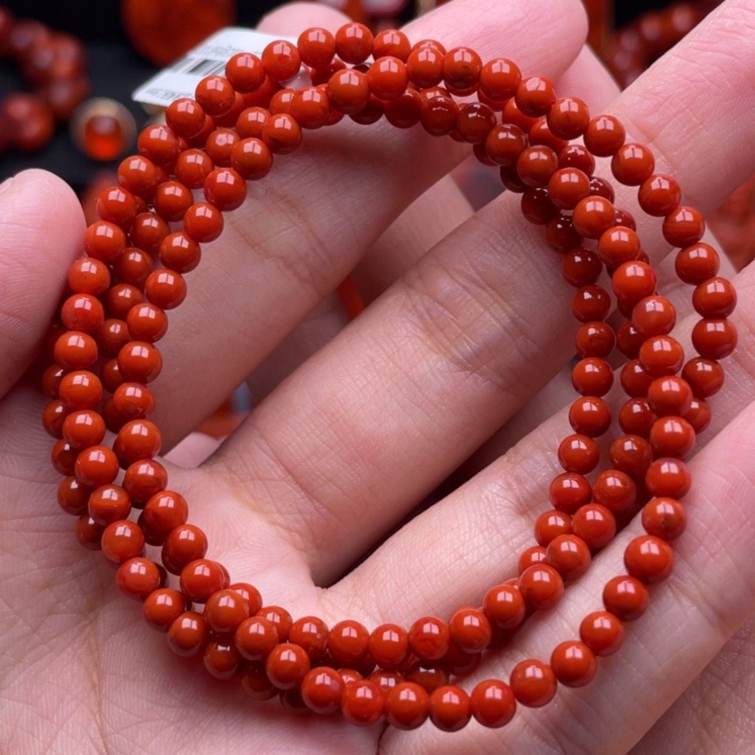 南红玛瑙未镶嵌珠宝奇石多圈3.8mm