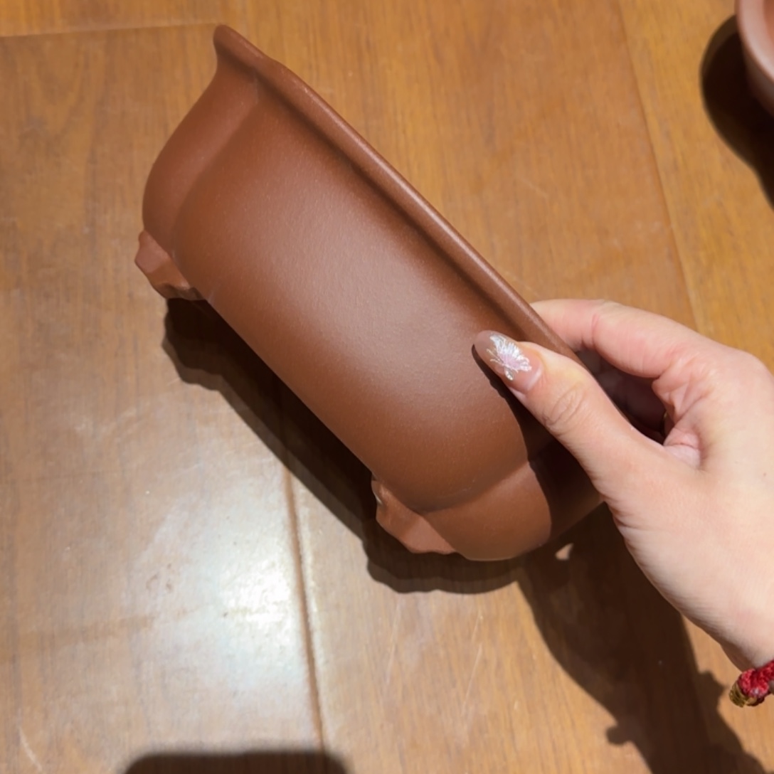 摄***子紫砂花盆半手工制作