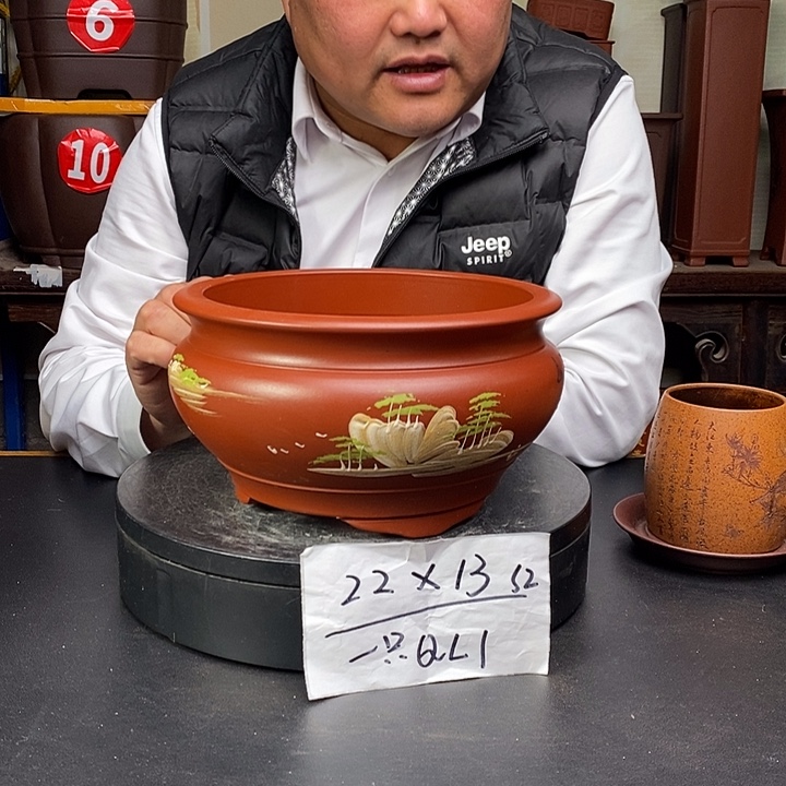 紫砂花盆货号一只QL1