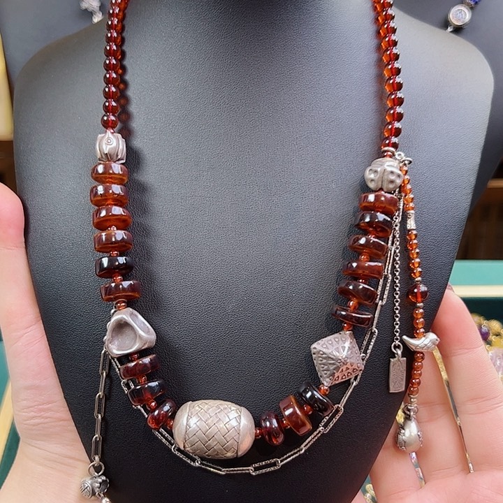 琥珀项链未镶嵌项链