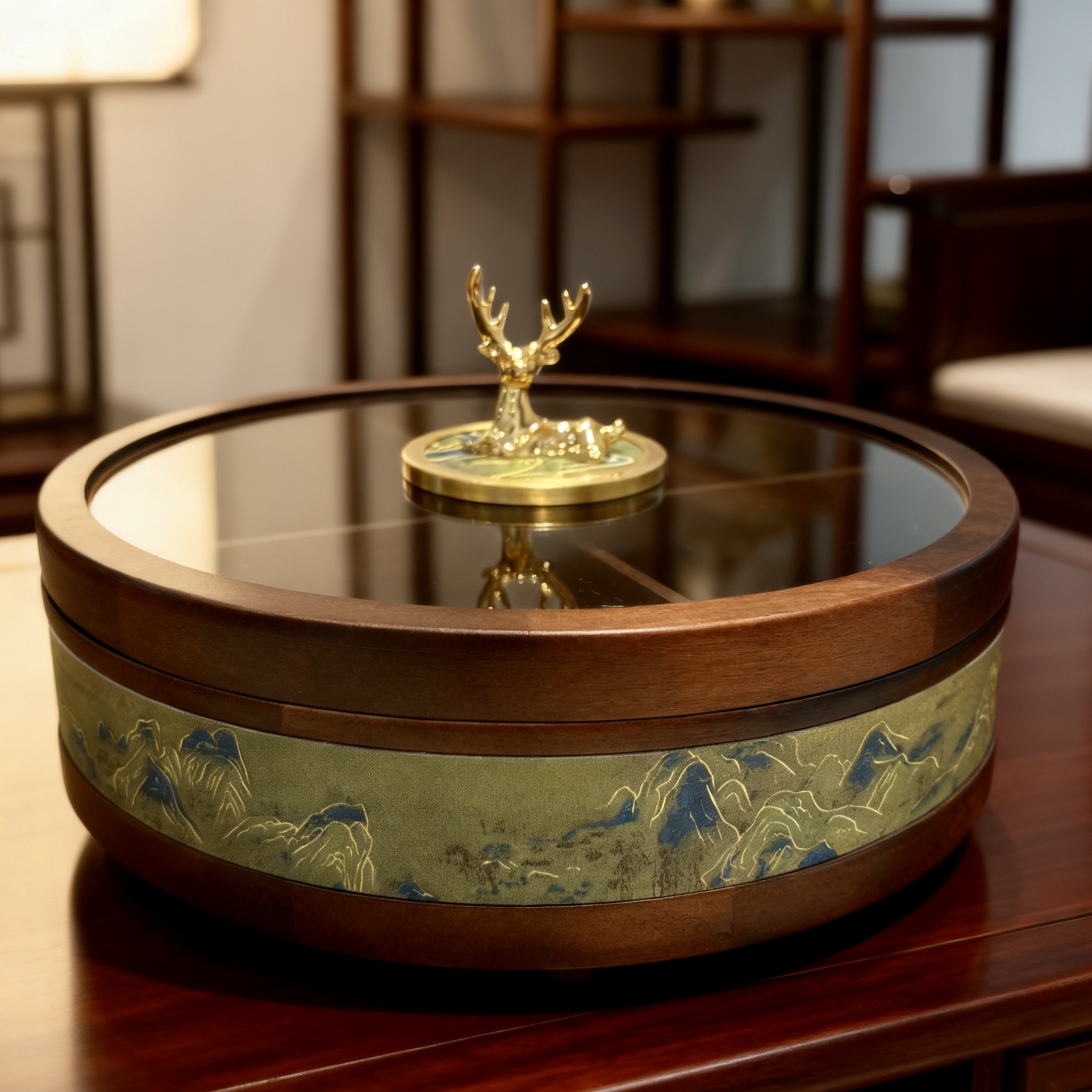 果盘客厅茶几家用高端精致高颜值新中式新款2025实木干果收纳盒盘