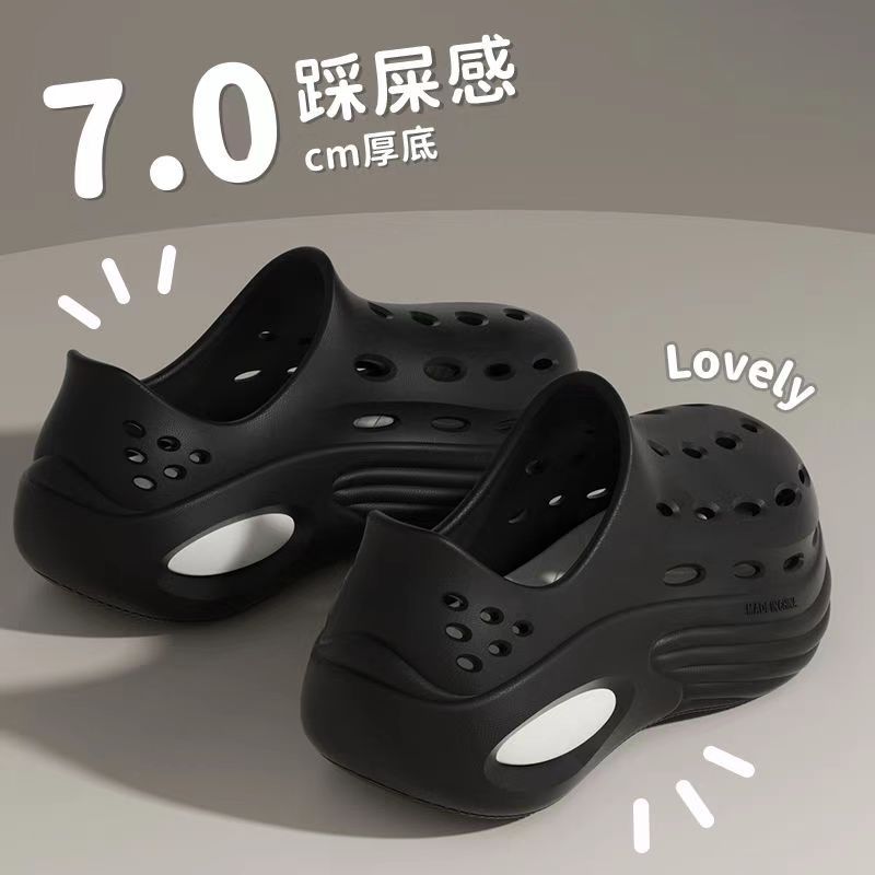 Mexican/稻草人夏季男户外穿洞洞鞋EVA厚底涉水鞋休闲运动凉拖鞋