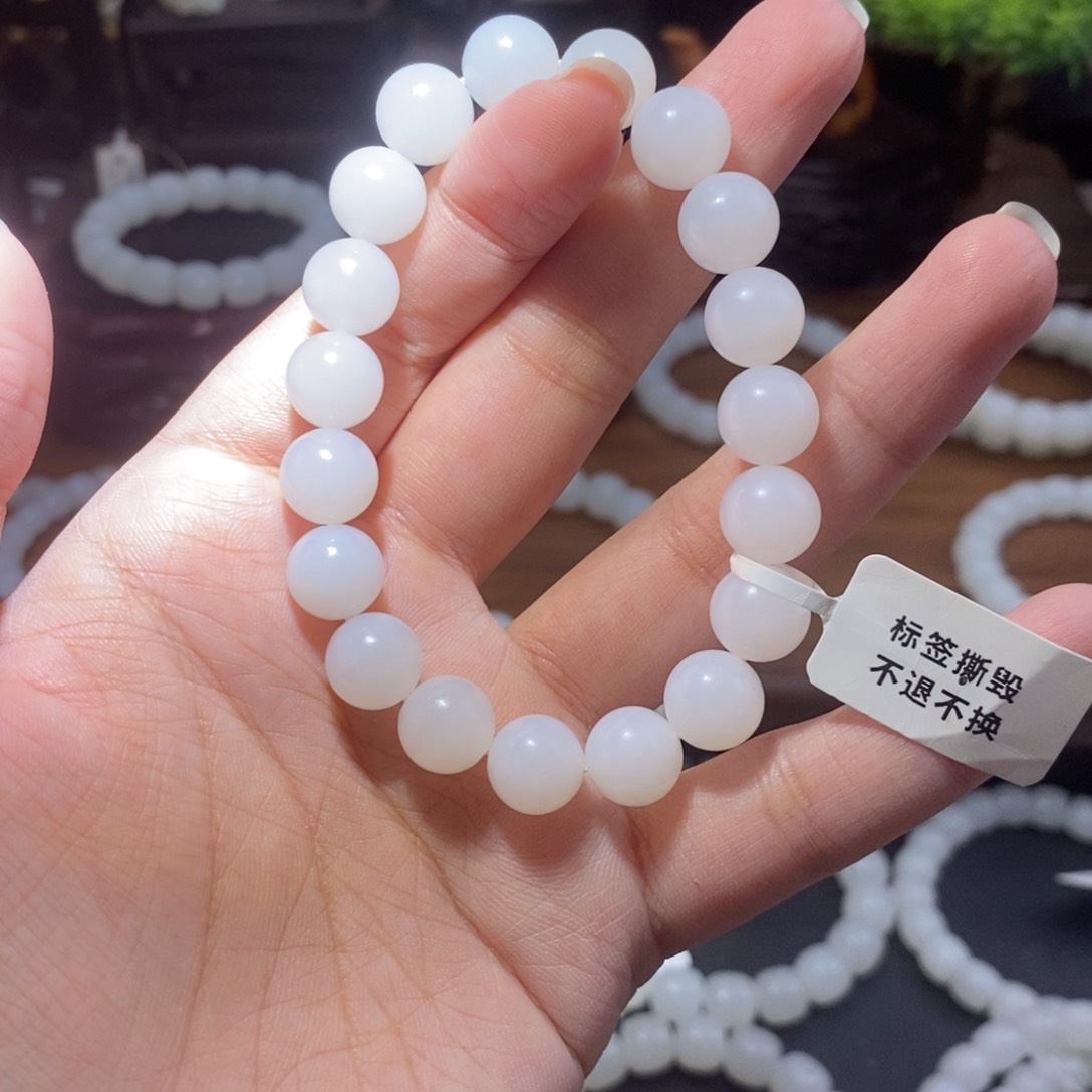 手链未镶嵌和田玉10圆珠