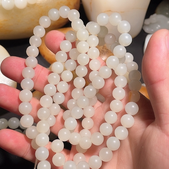 和田玉（糖玉）手链未镶嵌蜜*?