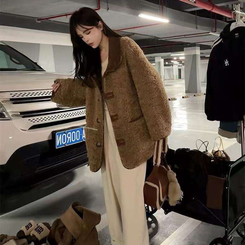 人造皮草 米莱家冬季外套女冬季慵懒宽松加厚毛毛外套