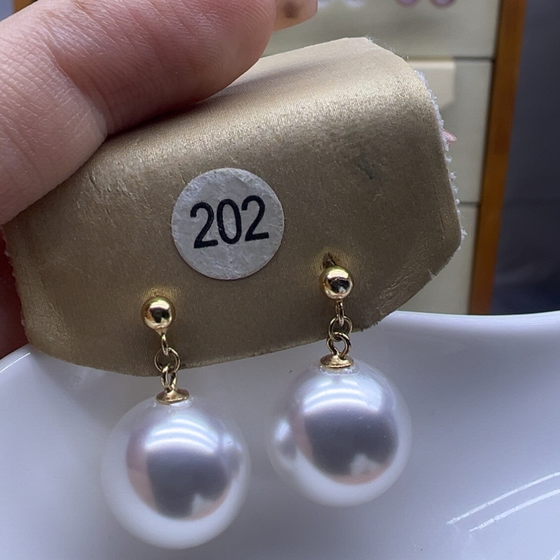 淡水珍珠银S925镶嵌耳饰