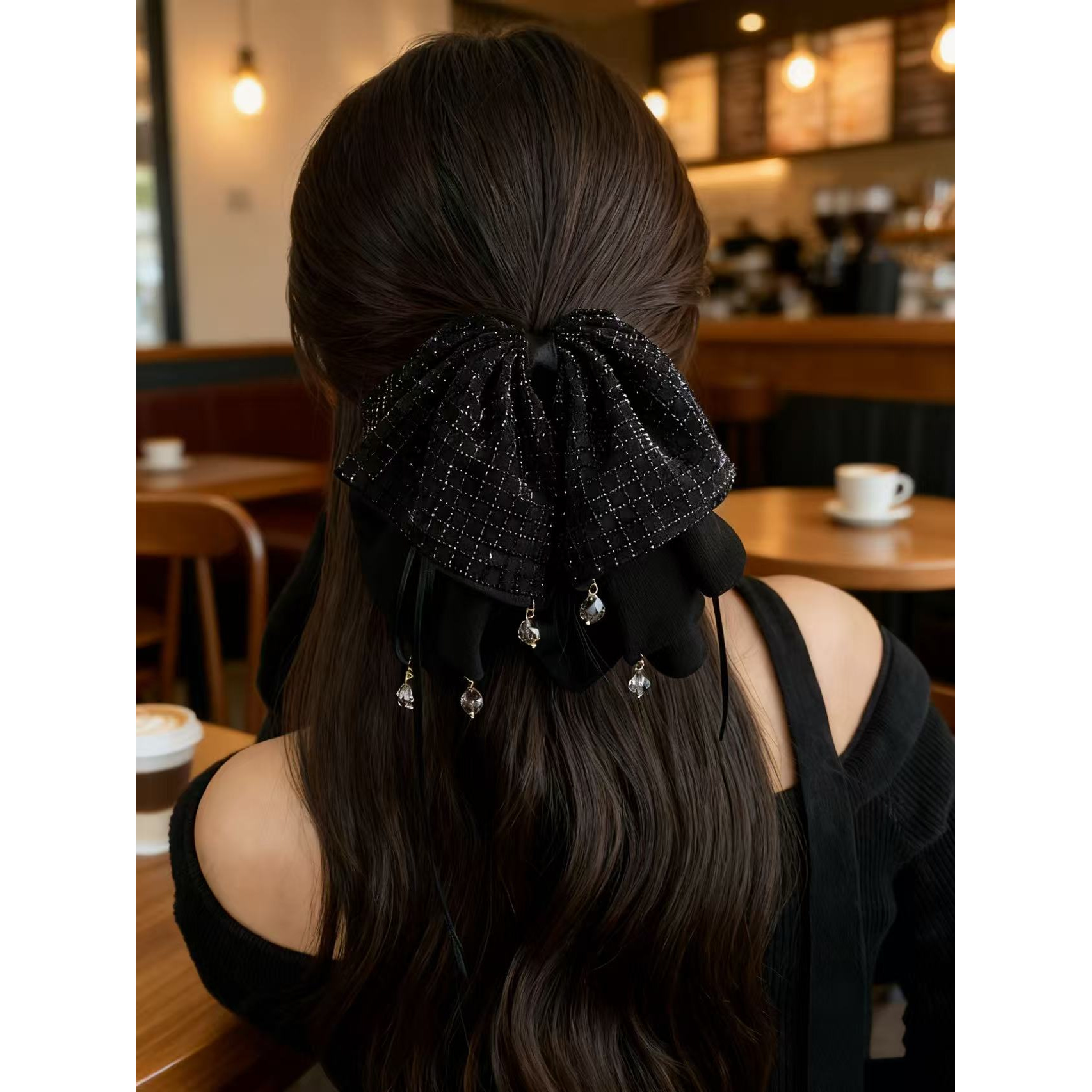 【一帘幽梦】轻奢蝴蝶结飘带抓夹马尾夹精致吊坠显发量发夹2999