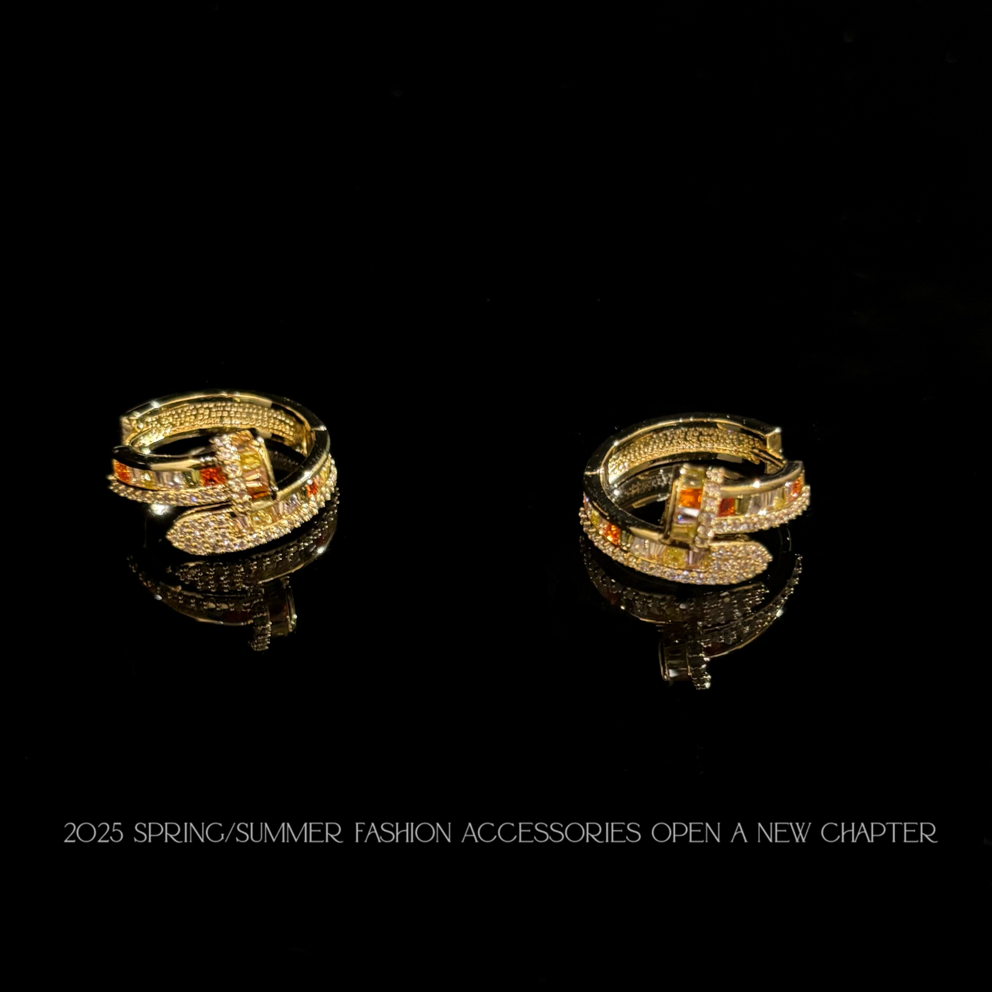 铜合金耳饰 镀K金 2025款C9934【彩锆钉子】BOBAOLI 耳环