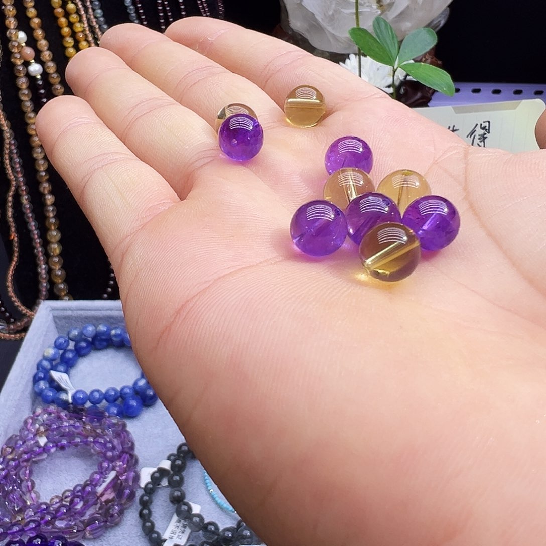 水晶手链未镶嵌天然黄水紫水单株