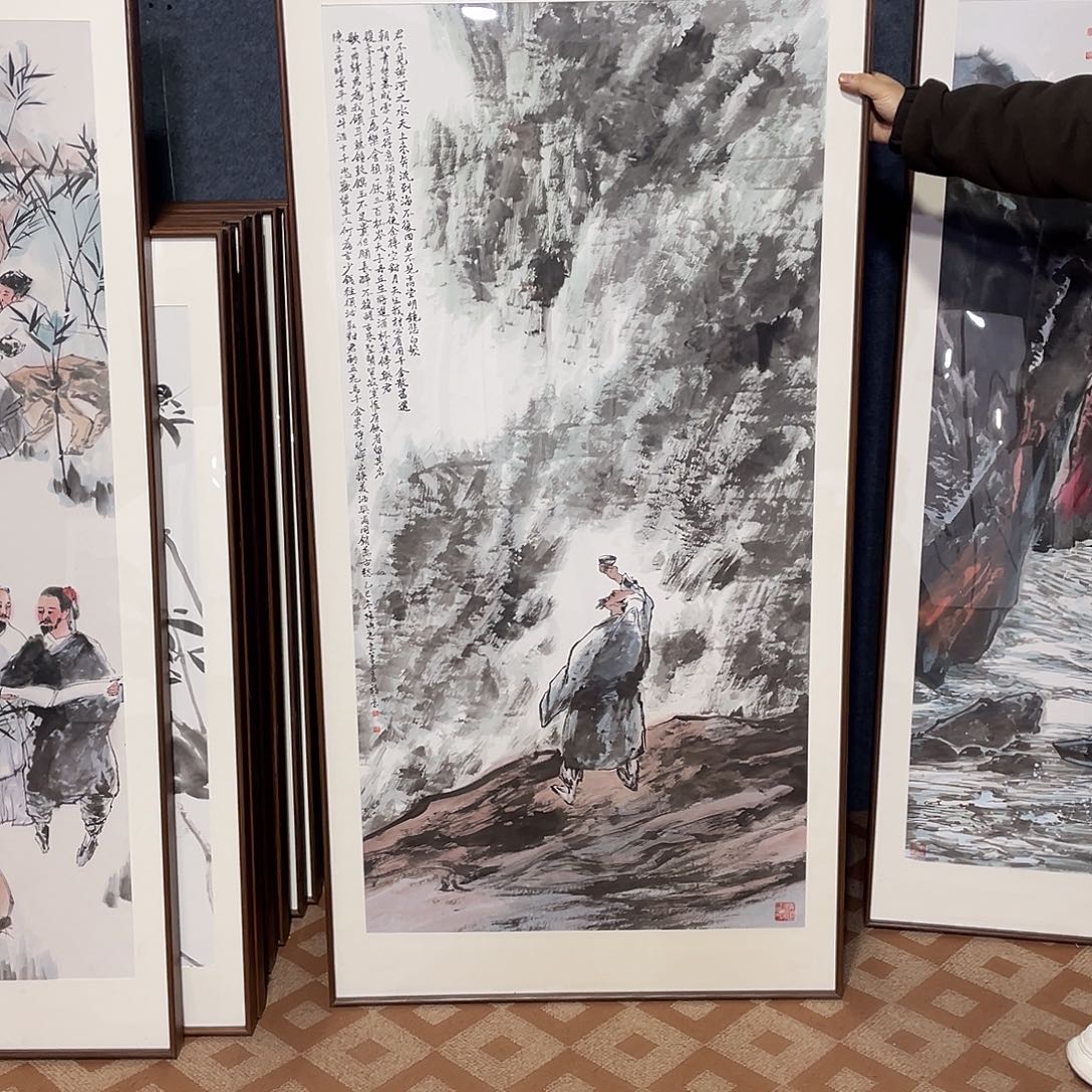 国画手绘画作品带框80/160