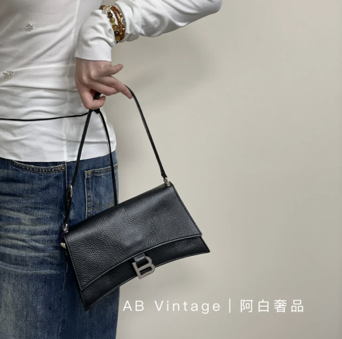 99新 Balenciaga/巴黎世家 阿白奢品/巴黎世家 黑银crush 单肩包