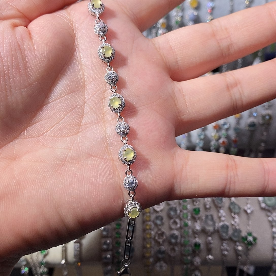 翡翠银S925镶嵌手链