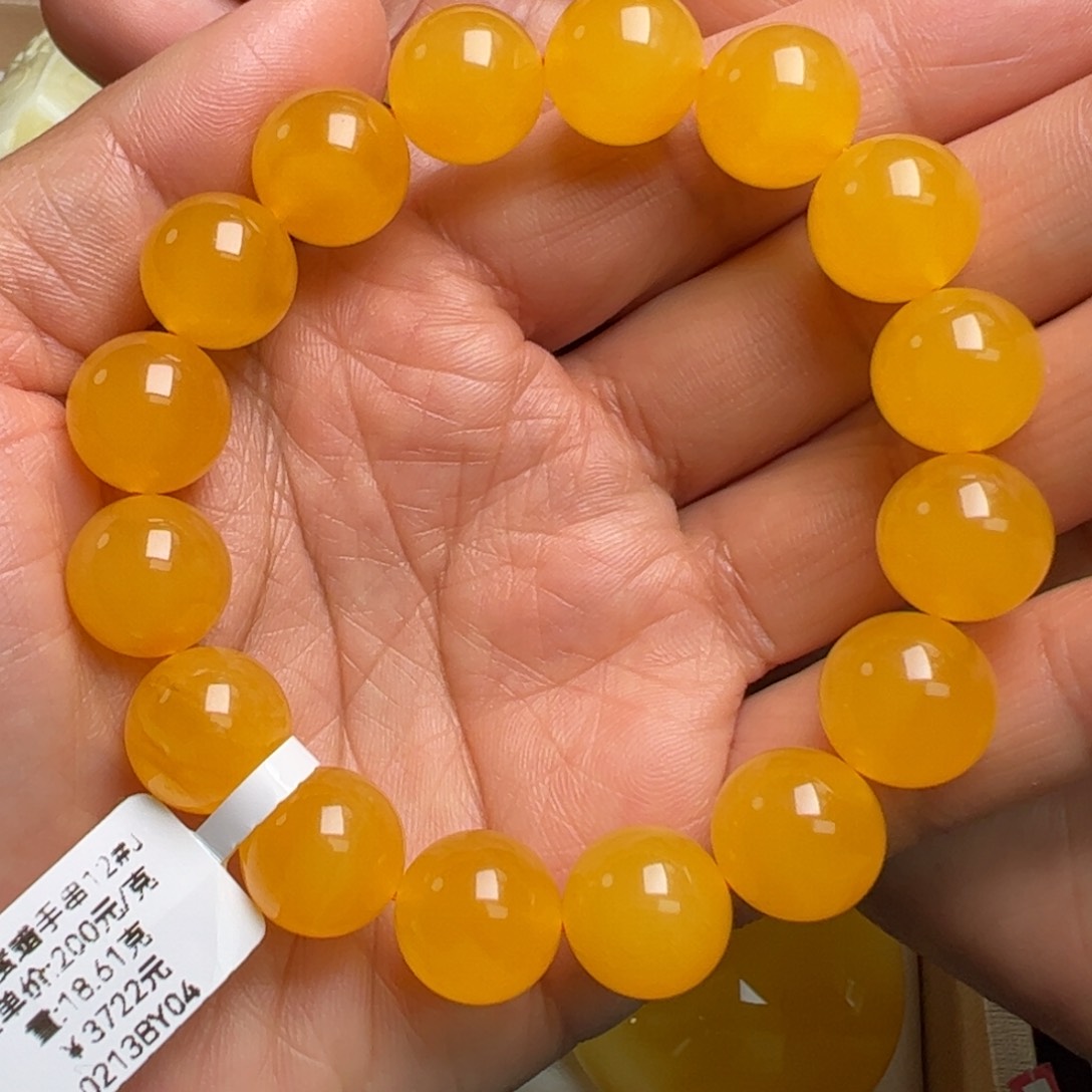 蜜蜡手链未镶嵌无优化无补胶焦皮料