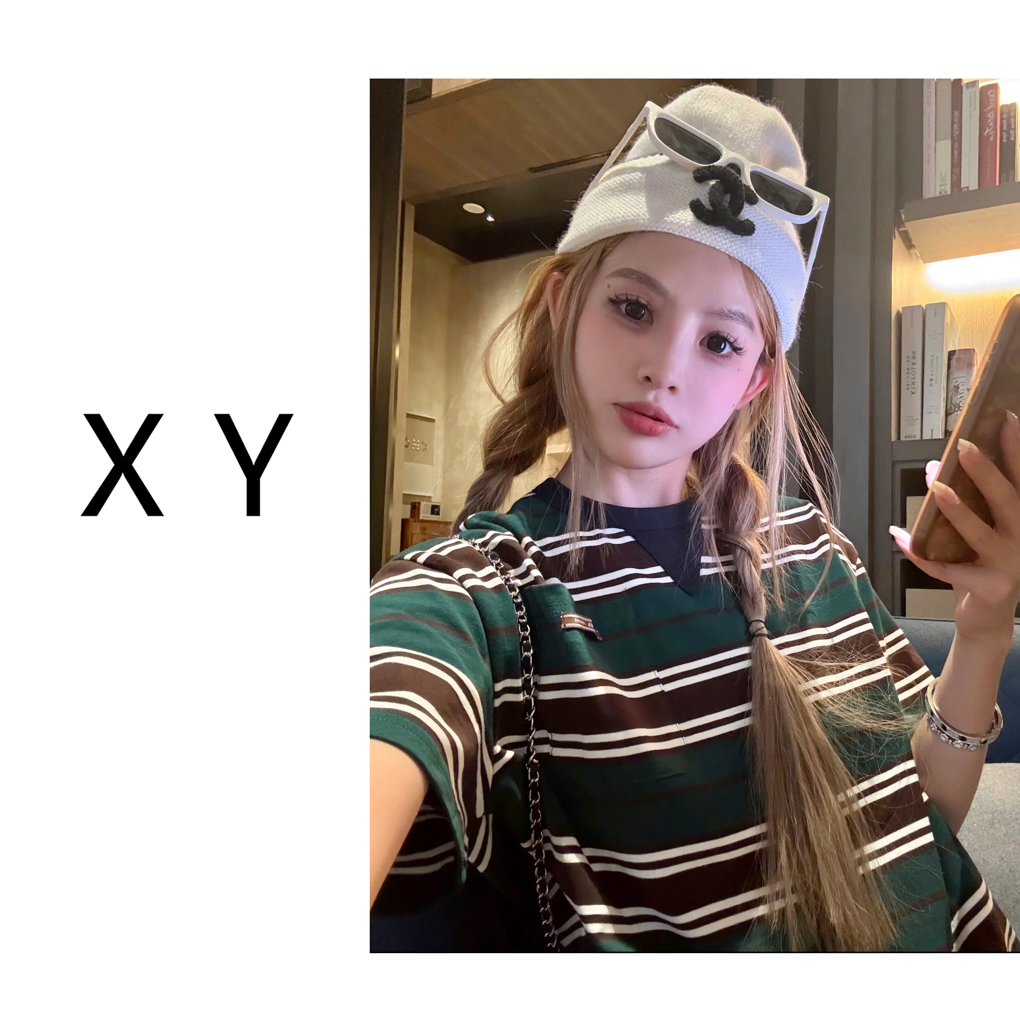 清仓！新款绿条纹情侣T恤短袖