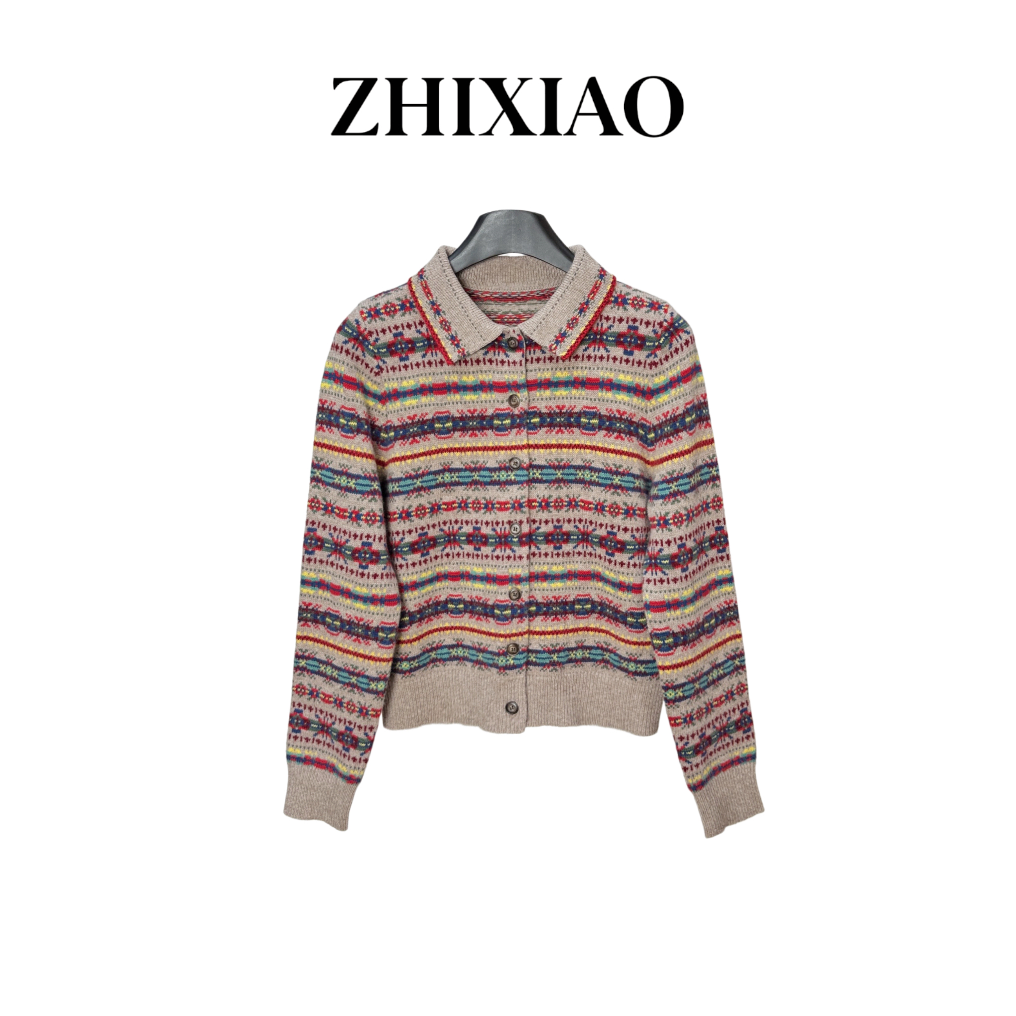 【ZHIXIAO】秋冬新款：花色针织毛衣开衫24366