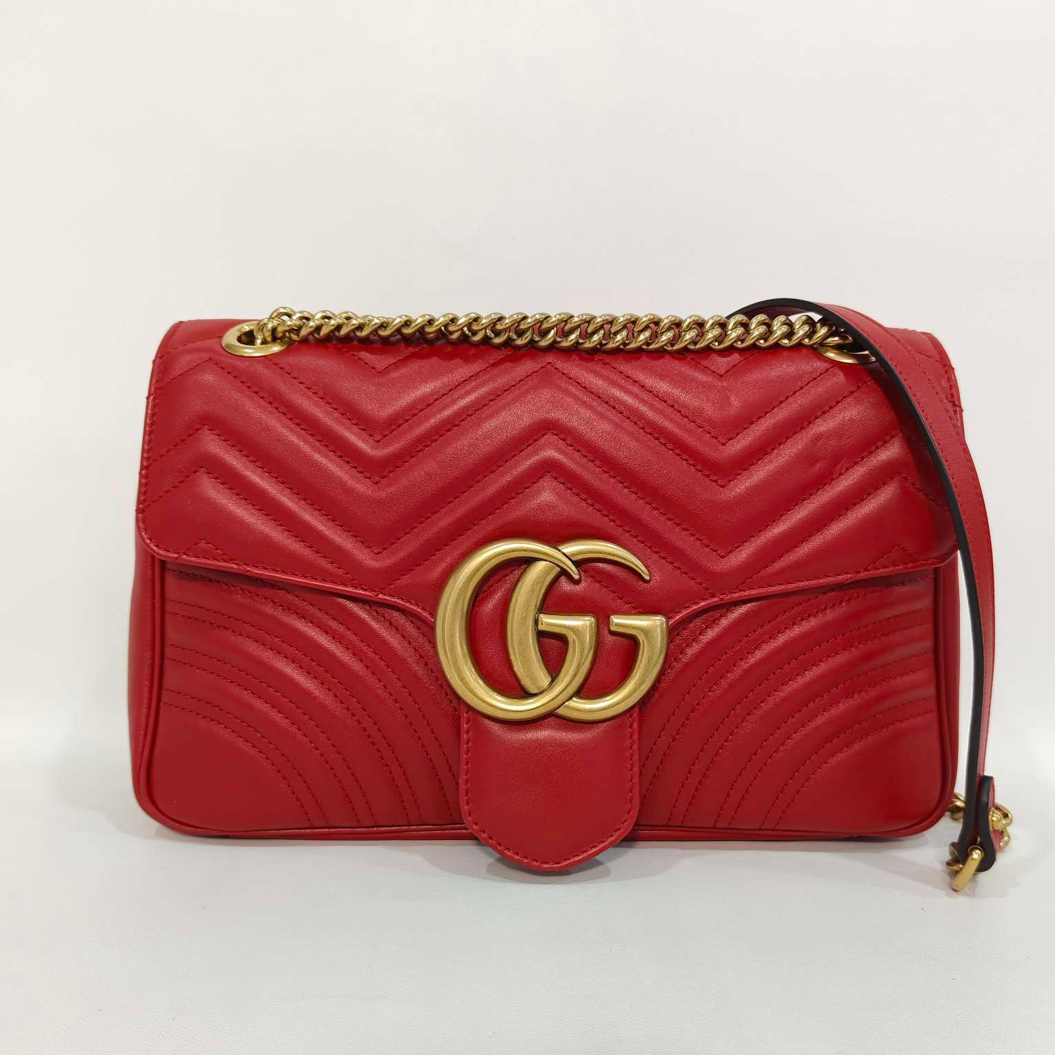 95新 GUCCI/古驰 捐金沉珠/红金马蒙30单肩