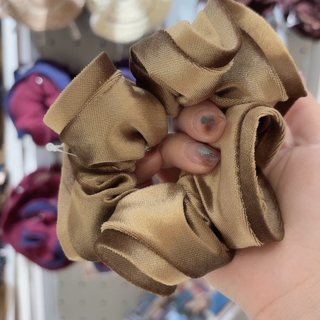 皮质铁合金咖色丝绒发圈