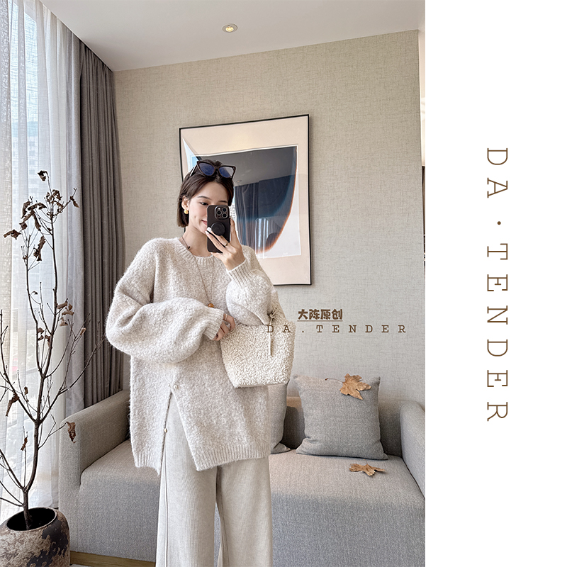 DA【清-秋款】珍珠咩咩开叉毛衣-87022