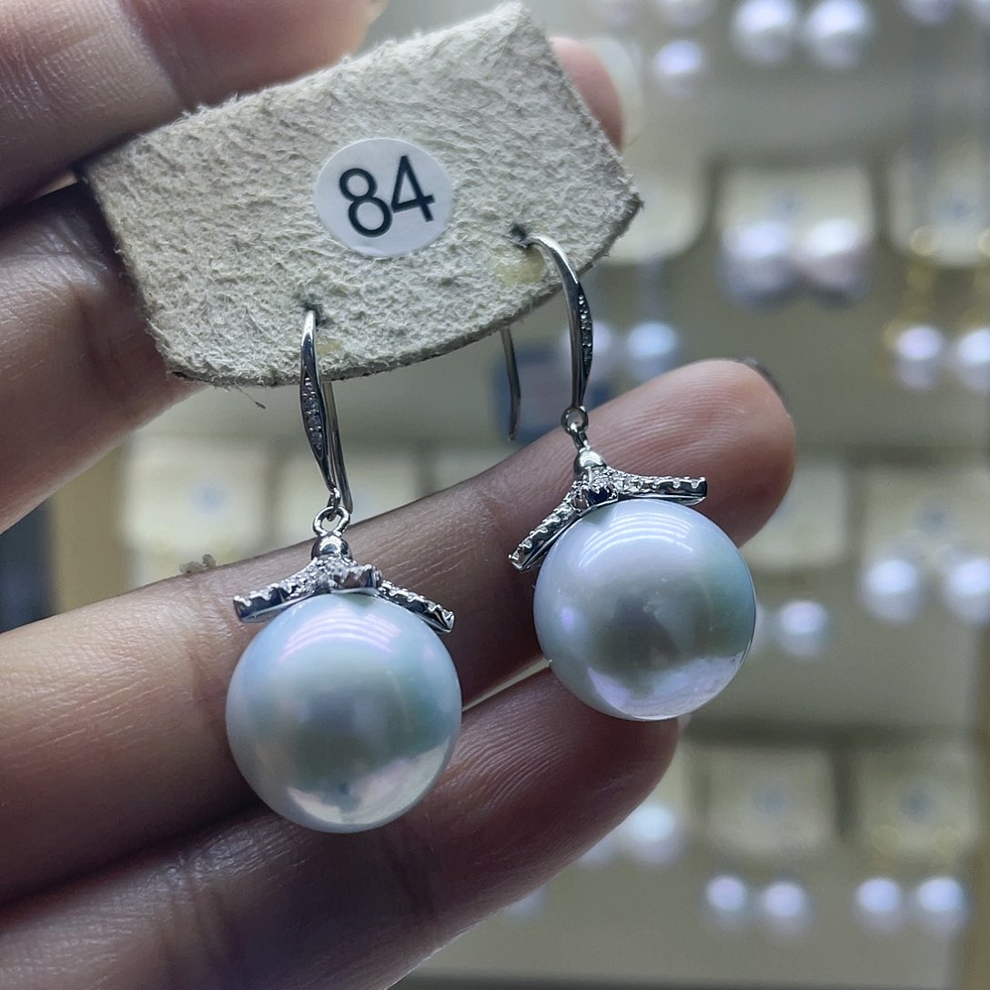 淡水珍珠耳饰银S925镶嵌