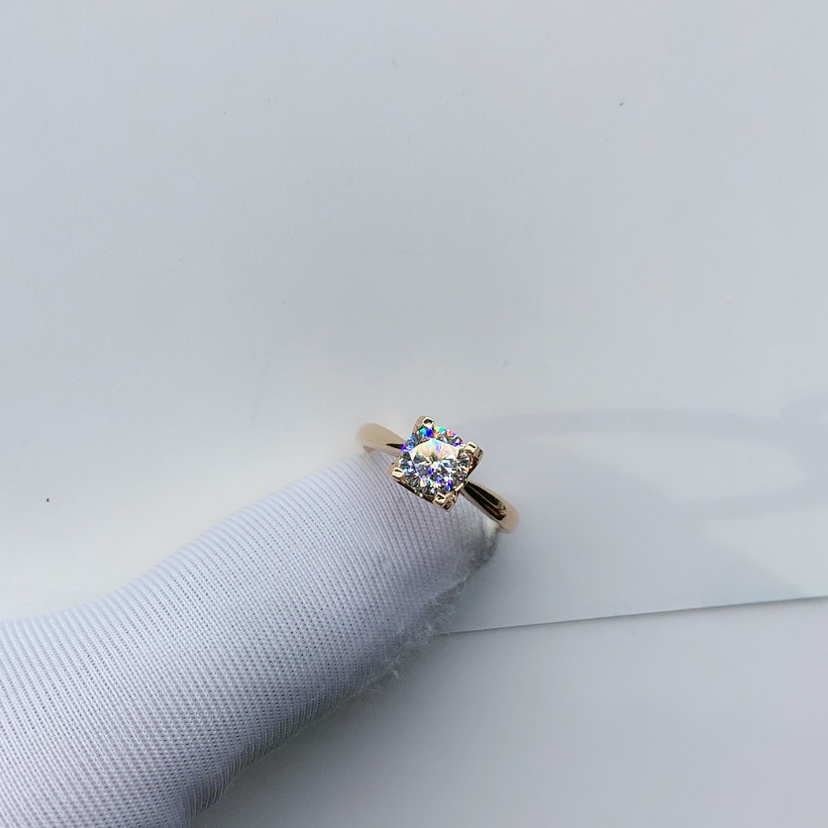 【闪购商品】合成碳硅石戒指/指环18K金镶嵌