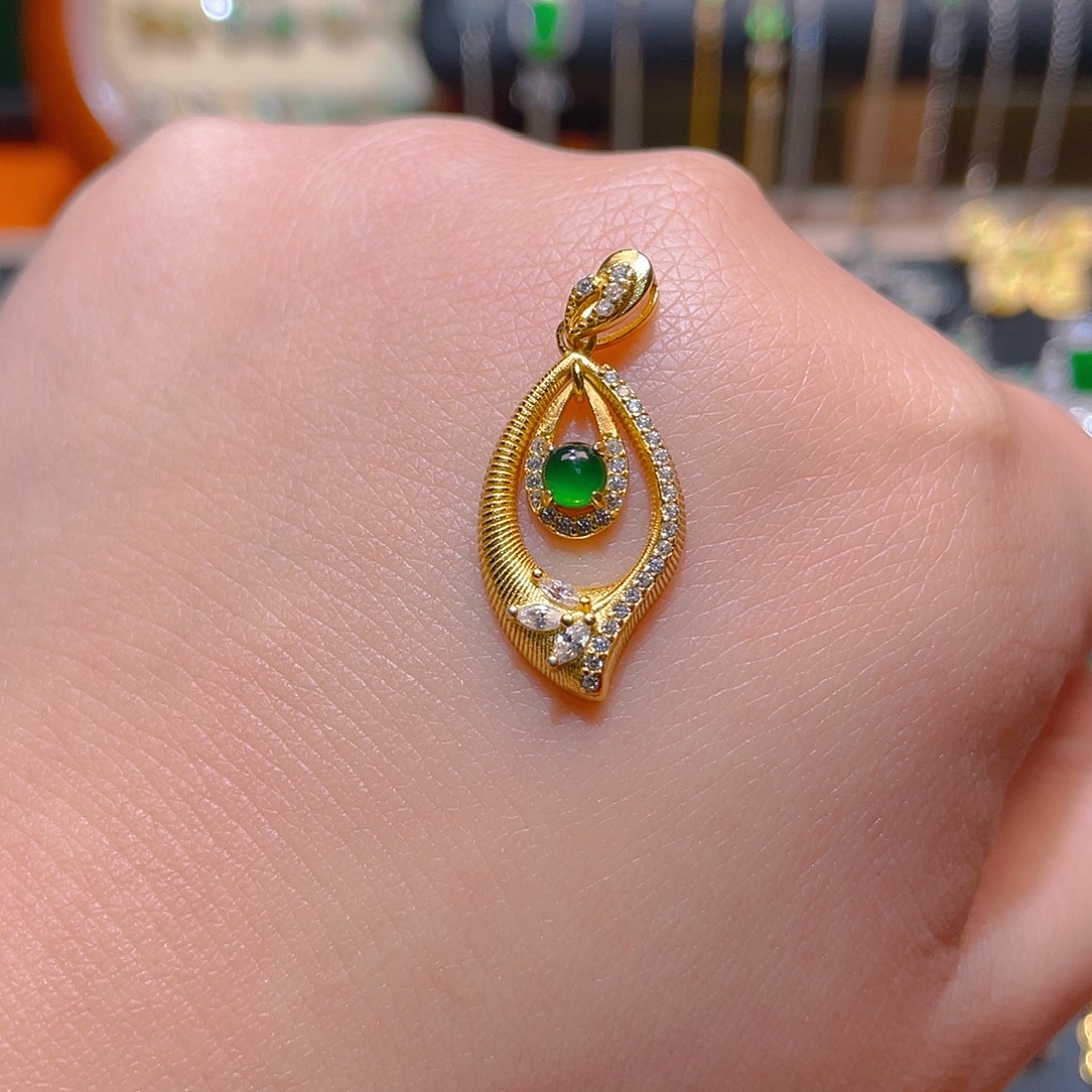 翡翠银S925镶嵌吊坠(不含链)