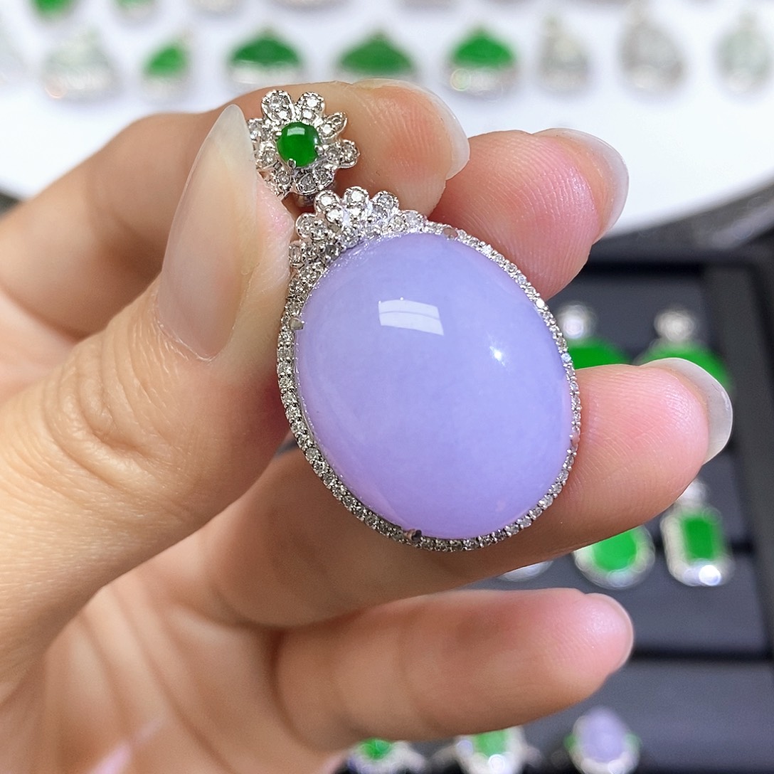 翡翠18K金镶嵌吊坠(不含链)