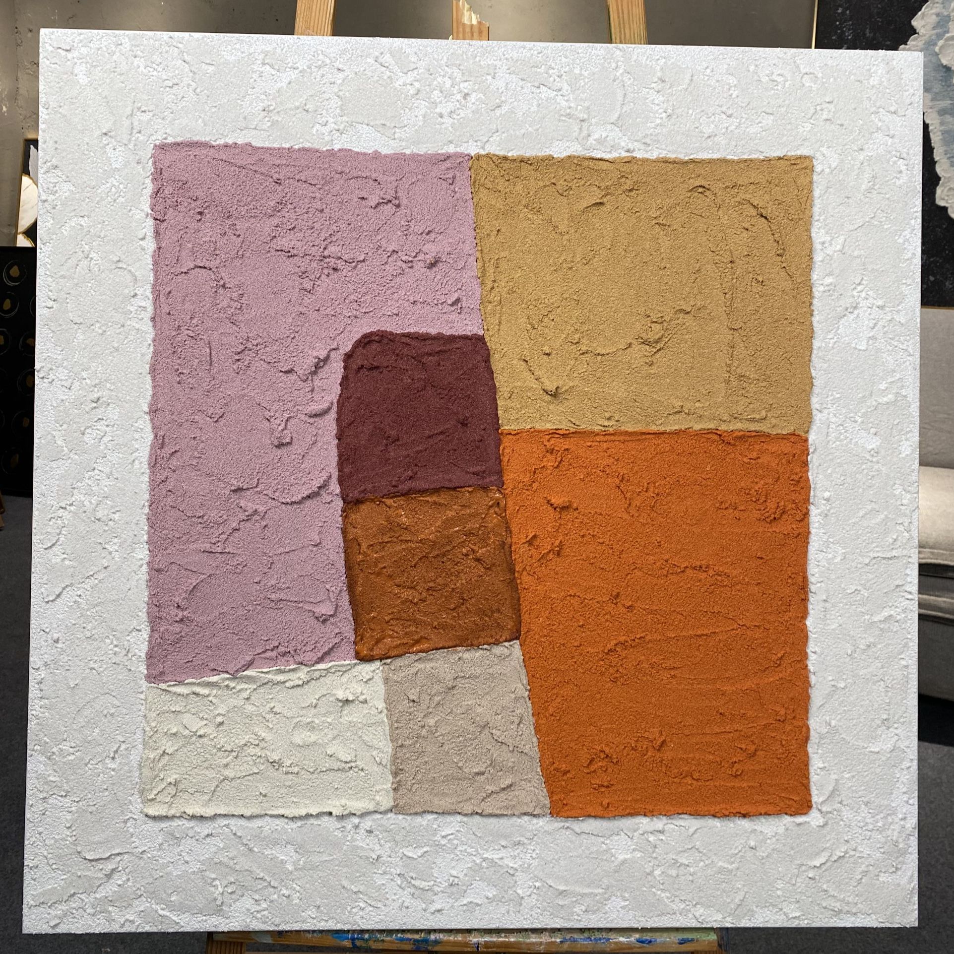 手 绘 侘寂风奶油风极简现代客餐厅床头挂画浮雕装饰立体