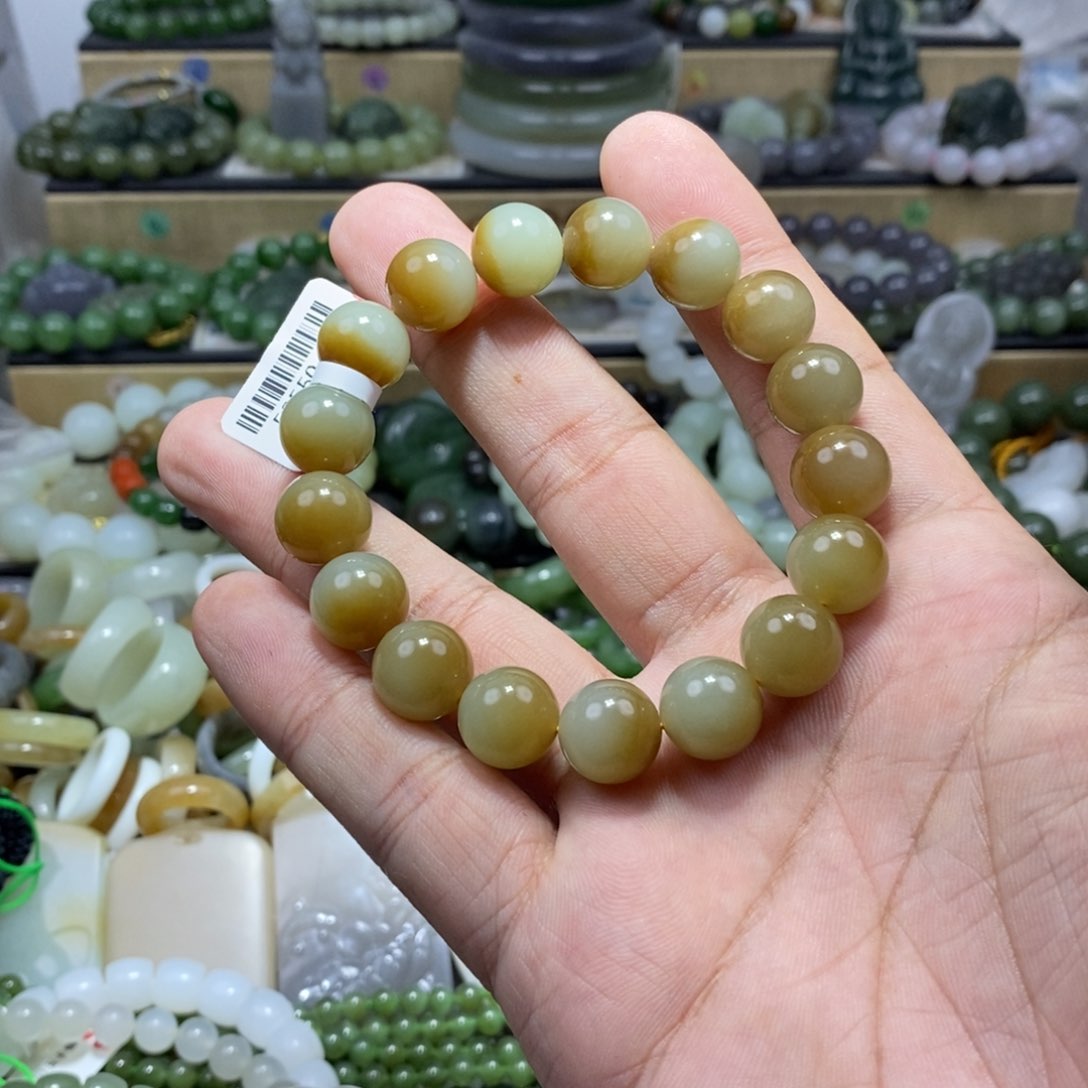 和田玉手链未镶嵌洪****^