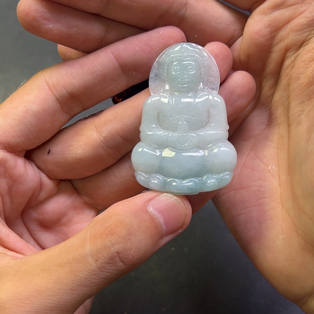 翡翠未镶嵌颈饰多样性拍一发一缅甸A货翡翠手工观音