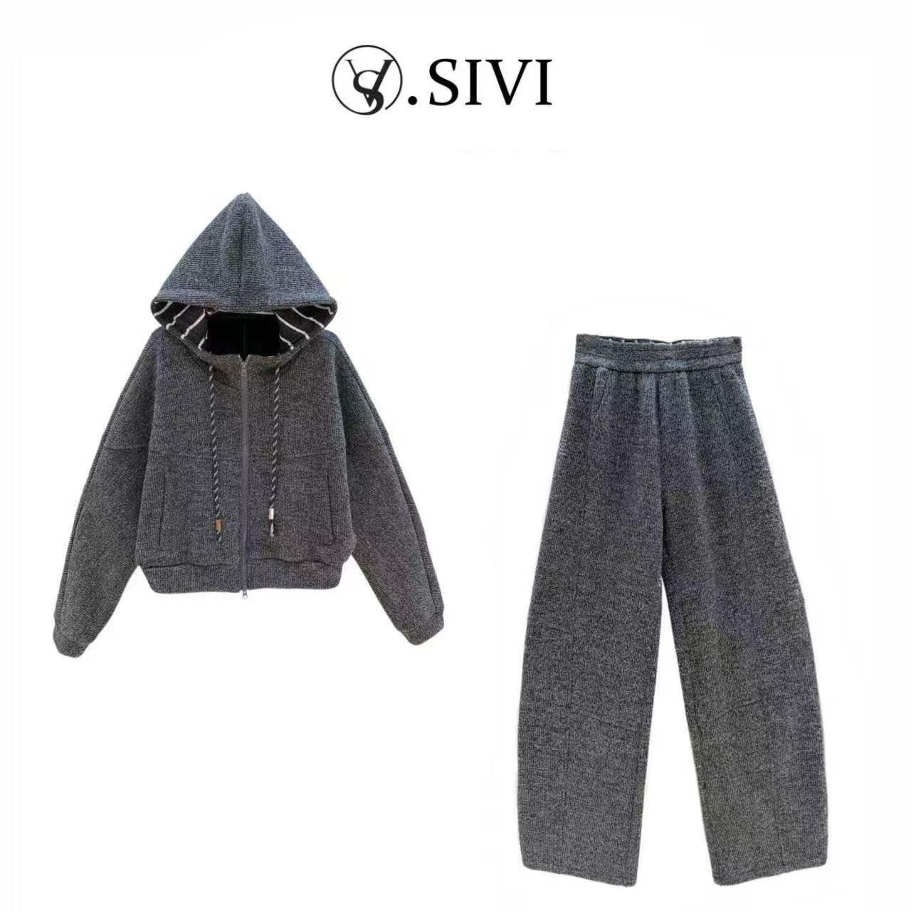 雅雯【​冬日甜芯​】2025冬季新款时尚加绒加厚羊毛套装H6160