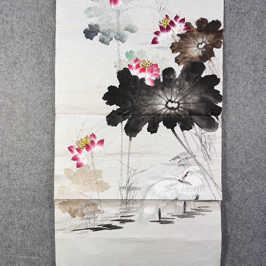 国画744 花鸟在树丛的顶端鸣叫叫声响