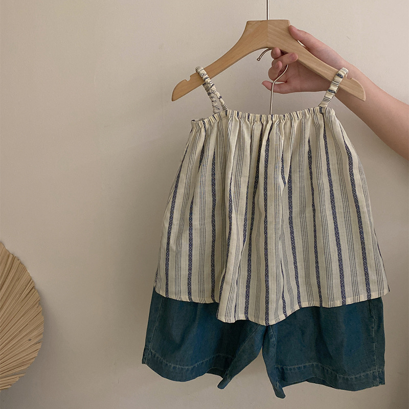 R25224女童夏装新款休闲宽松外穿吊带背心气质内搭上衣休闲阔腿裤