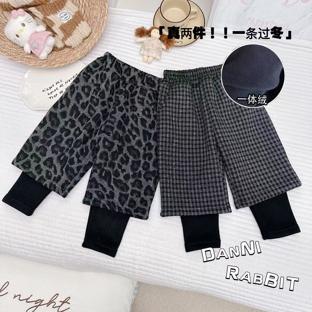 「Dannirabbit」【一条过冬】冬款&女童韩版休闲加绒靴裤【G-5847】