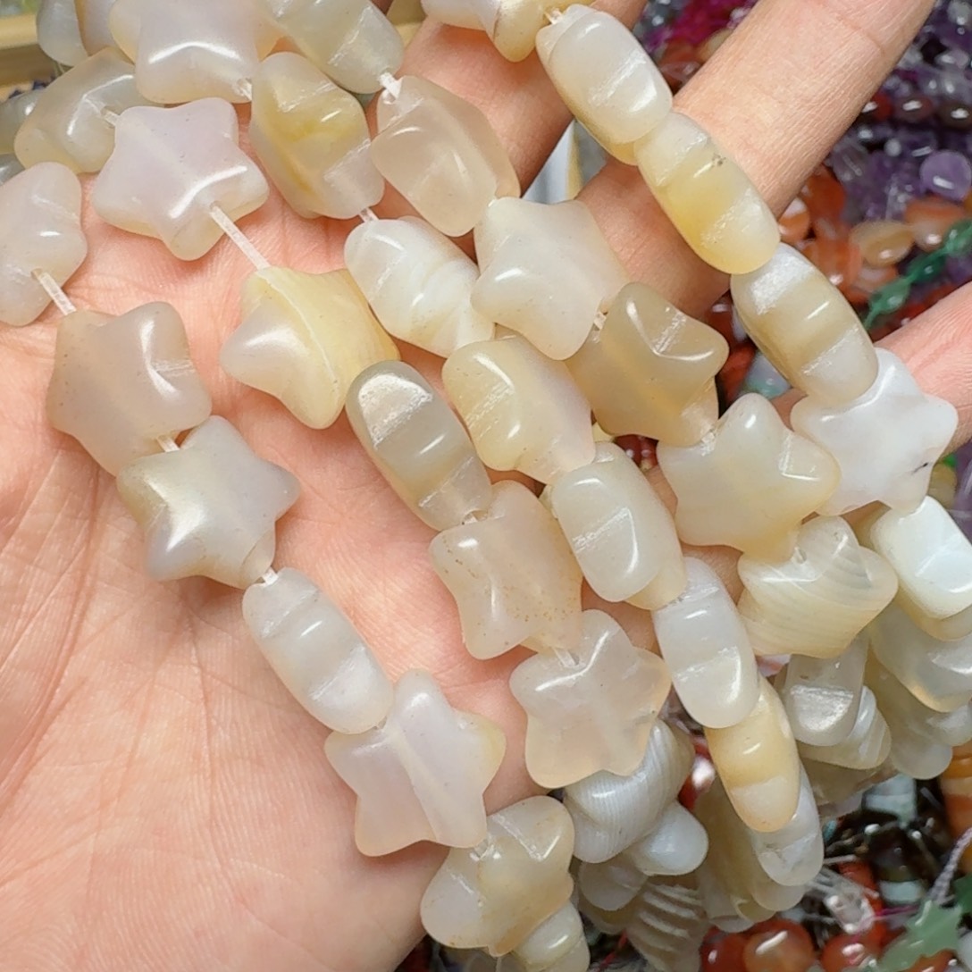 玛瑙/玉髓合金珠宝半成品16玛瑙星星一条