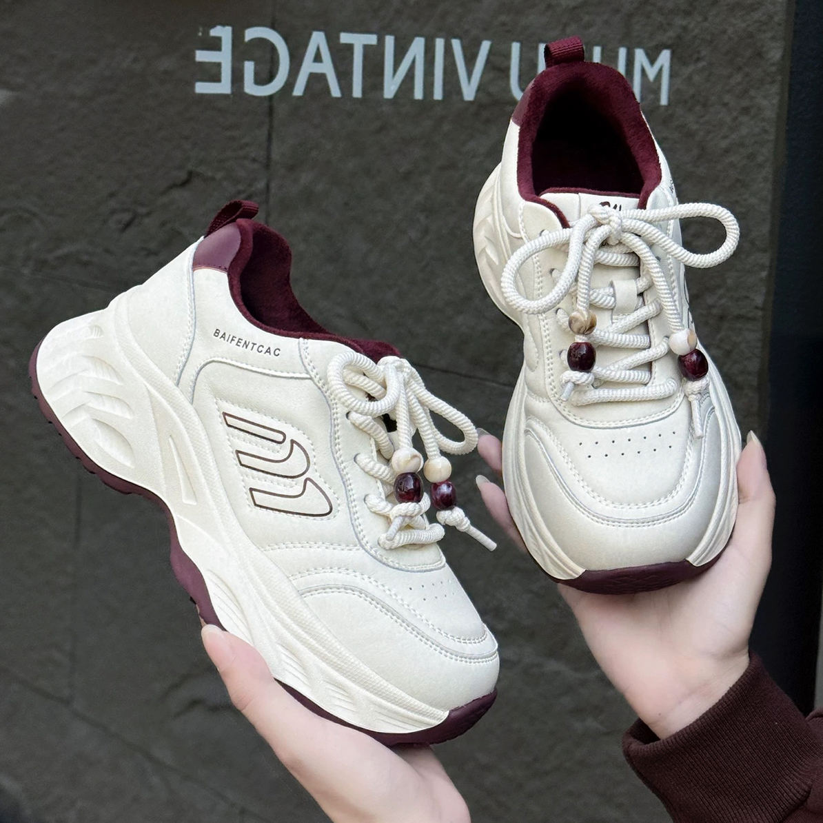 2025秋冬新款撞色老爹鞋女厚底增高复古运动鞋女百搭休闲阿甘鞋女