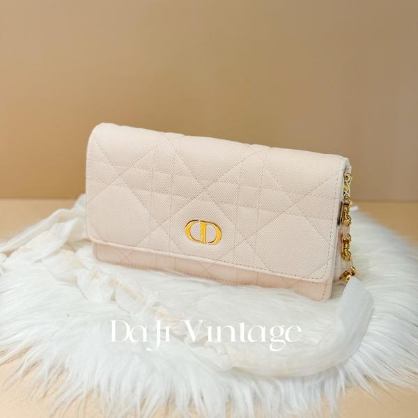 大吉中古/Dior迪奥caro牛仔粉金斜挎包