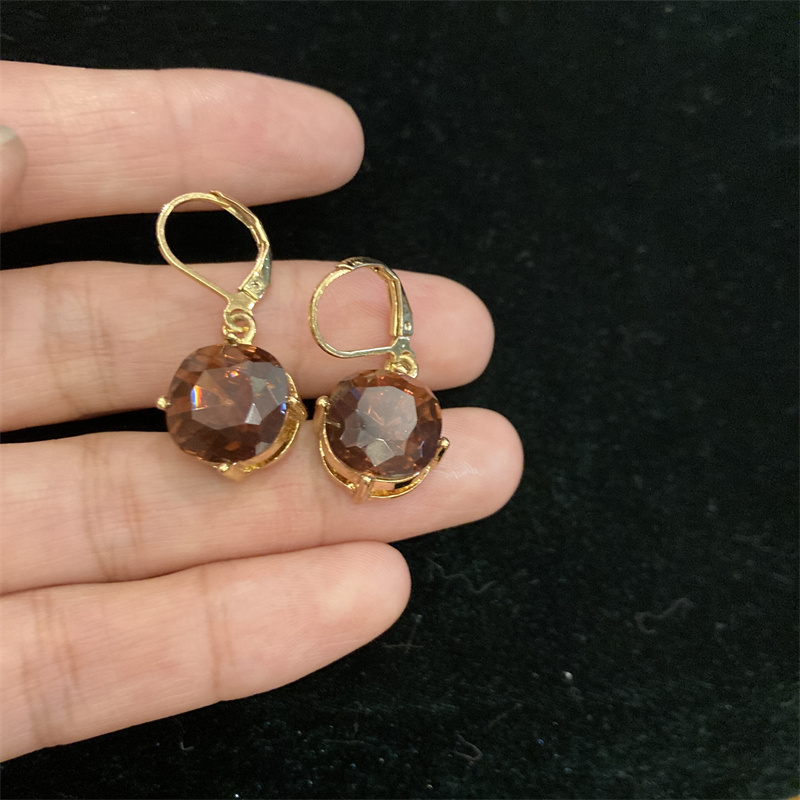 合金耳饰 joan rivers茶色大冰糖耳环1-11【2070122-035】