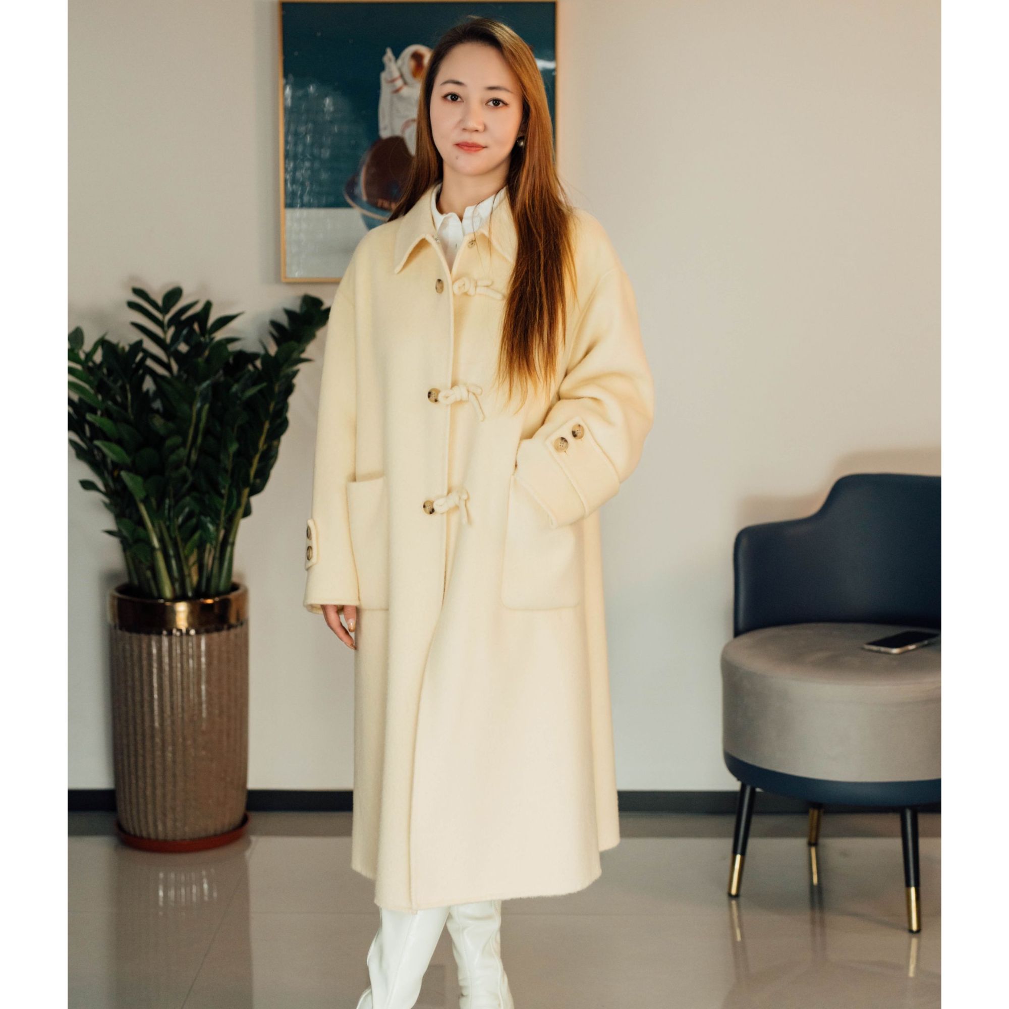 羊绒毛呢外套2025年女款流行外套秋冬轻奢洋气女外套