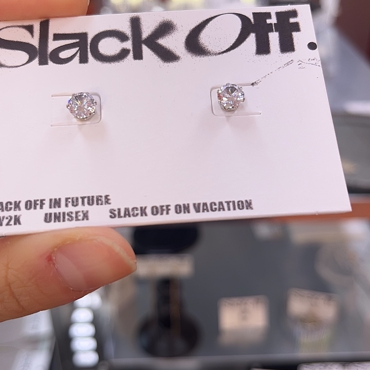 925银6mm单钻耳钉