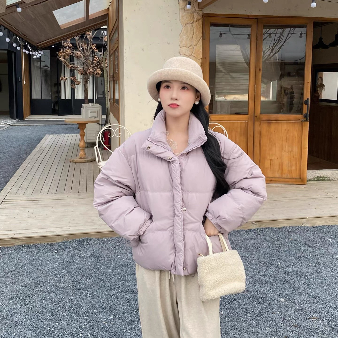 2025新款白鸭绒羽绒服女短款小个子甜美清新冬季时尚jx