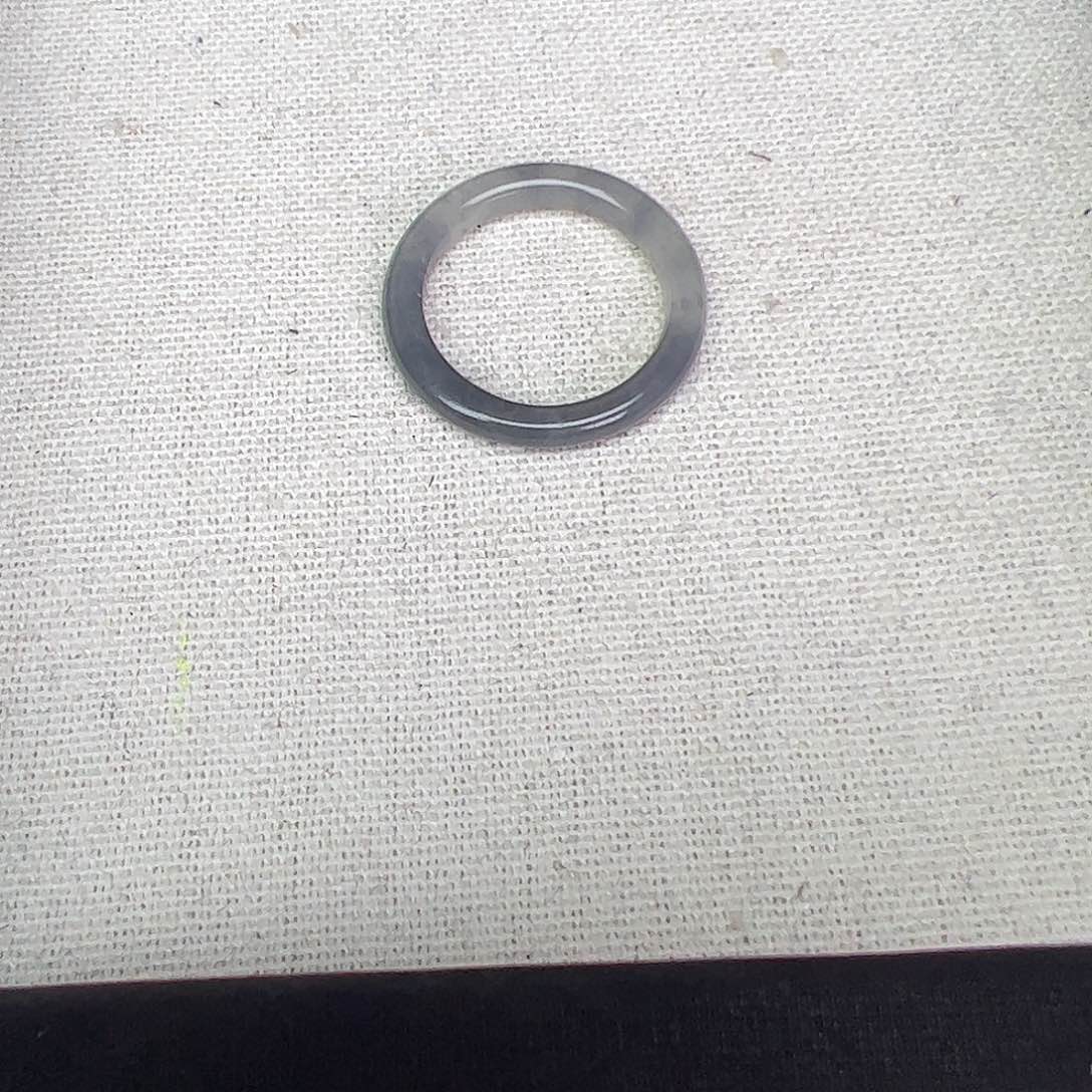 和田玉戒指未镶嵌18号烟紫暴风雪美人条