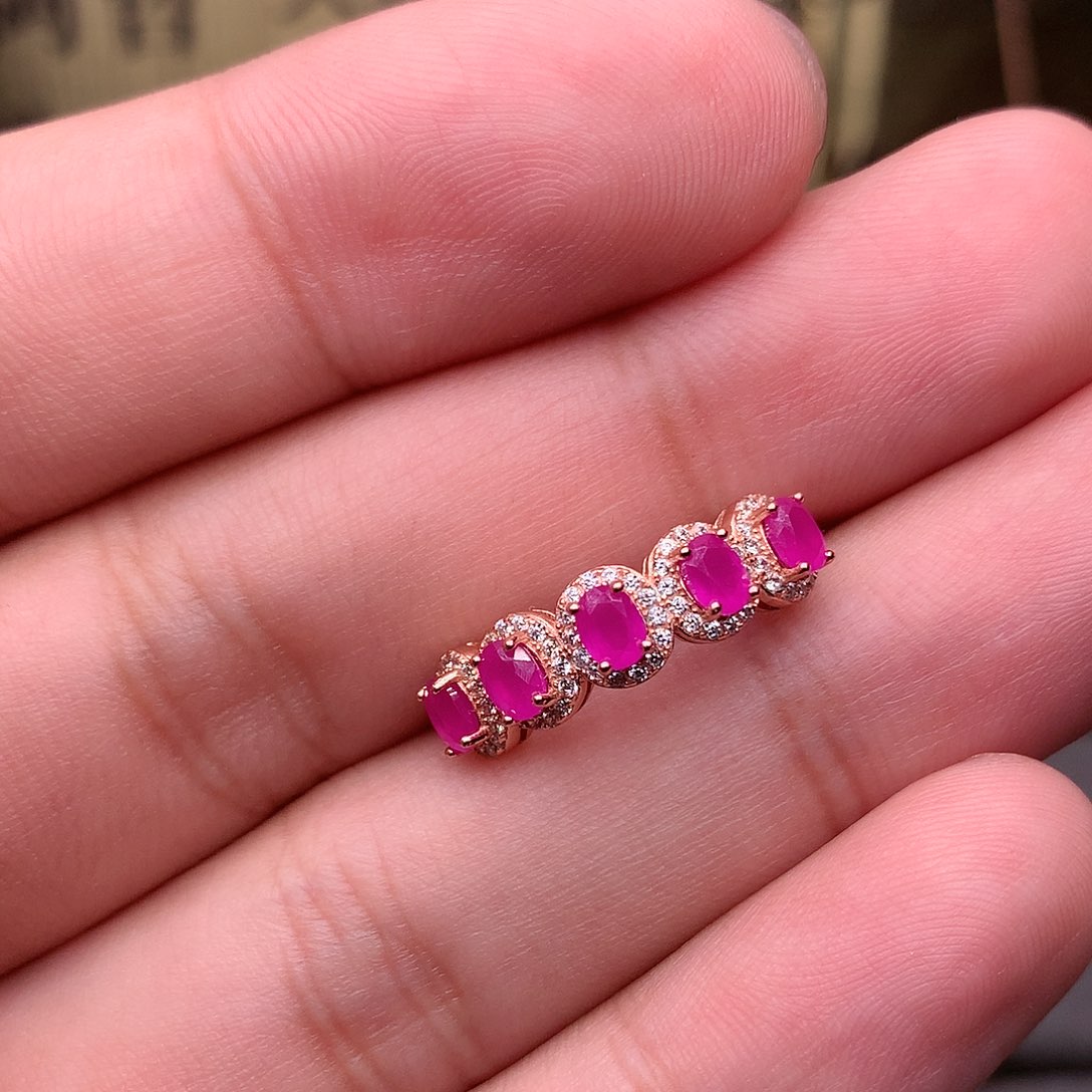 红宝石戒指银S925镶嵌