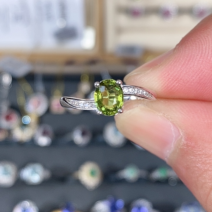 绿色碧玺戒指银S925镶嵌