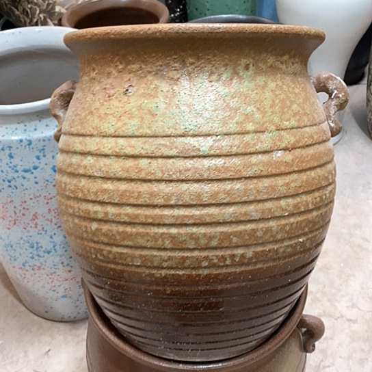 紫砂花盆口24高度30双拼色
