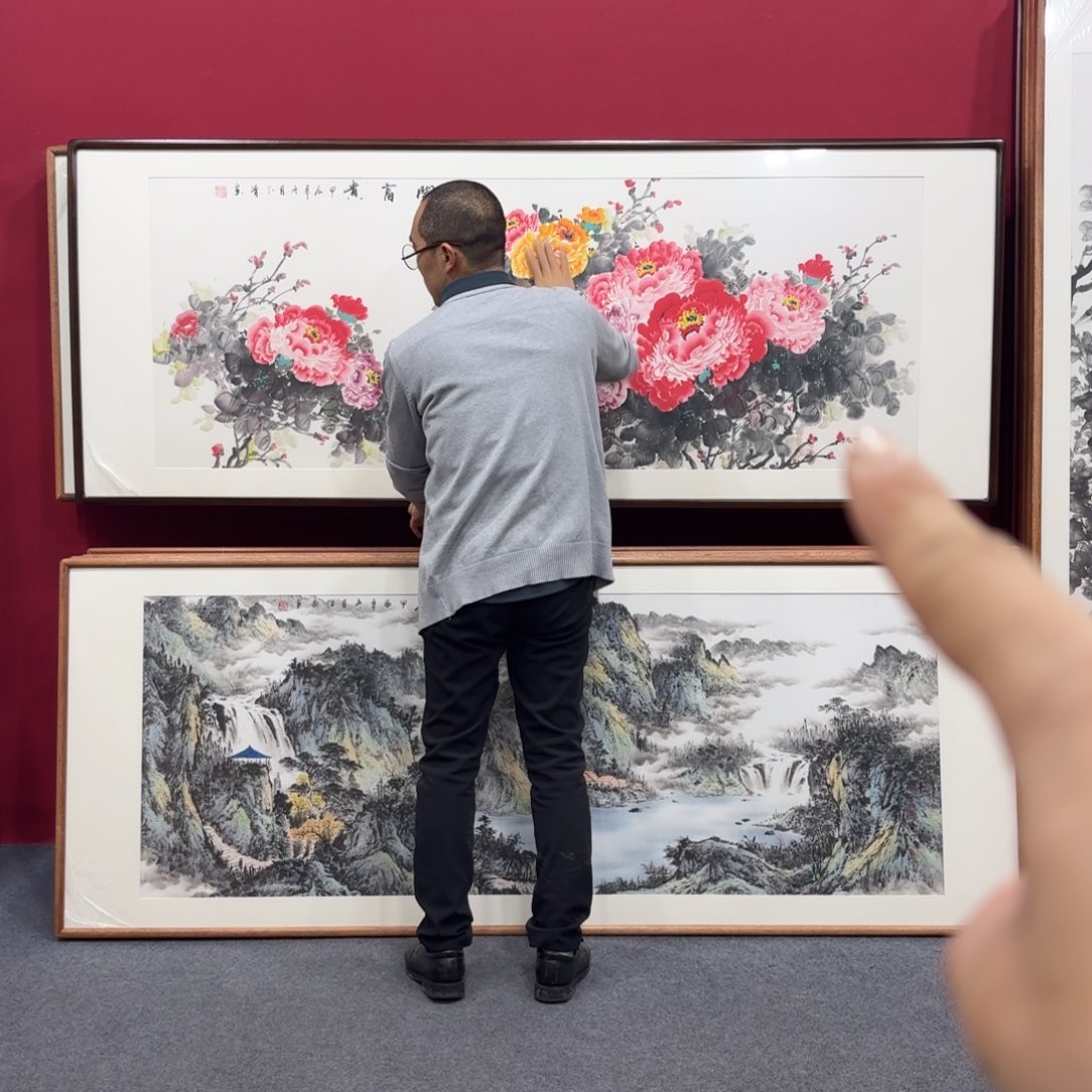 国画手绘作品带框包邮