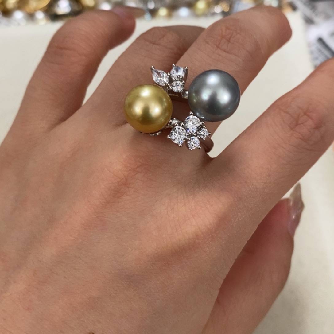 海水珍珠戒圈银S925镶嵌