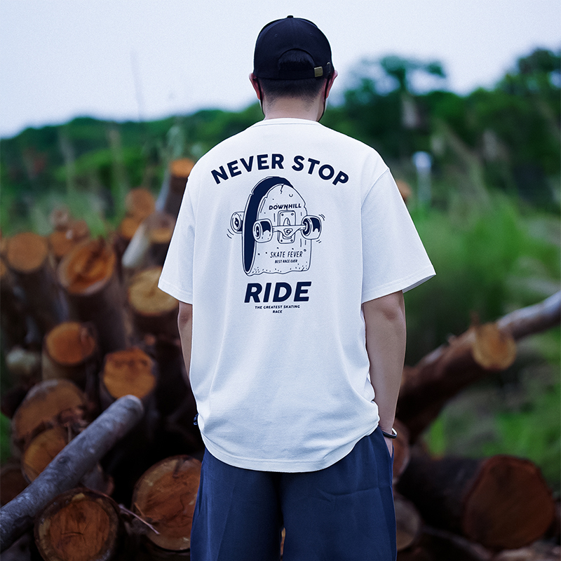 宽松纯棉短袖夏圆领印花T恤大码休闲半袖重磅情侣oversize百搭潮