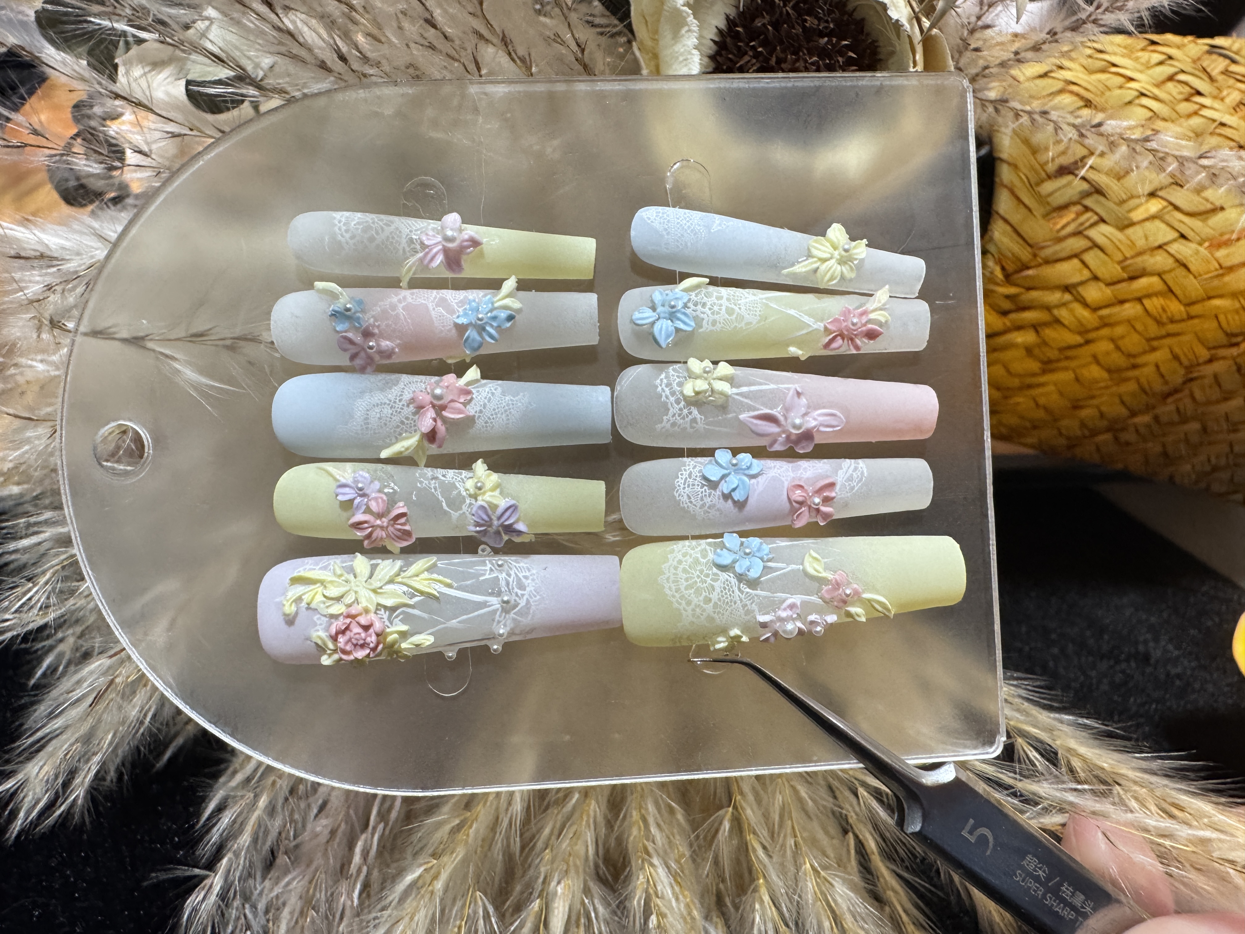 【3号梨花姬】纯手工手绘水彩雕花高级穿戴甲！默认微瑕！NO退NO换！